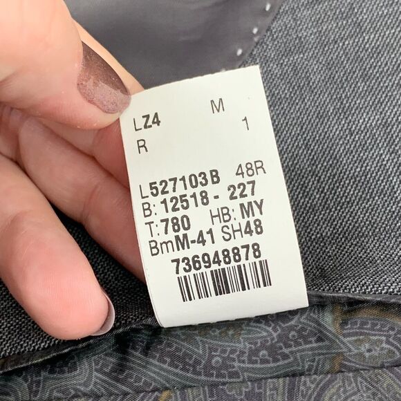 Ralph Lauren Blazer Men 48R Sport Coat Jacket 100% Wool 2 Button Gray Wedding - Picture 5 of 9